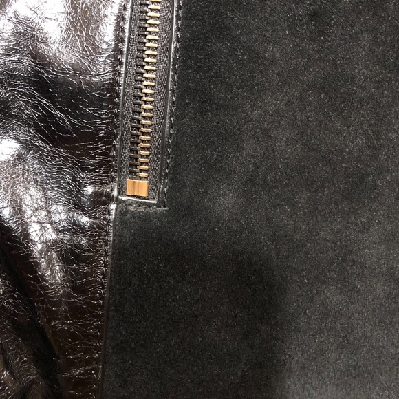 Halston Heritage Black Hobo Shoulder Handbag BLACK Leather & BLACK Suede - Picture 9 of 14